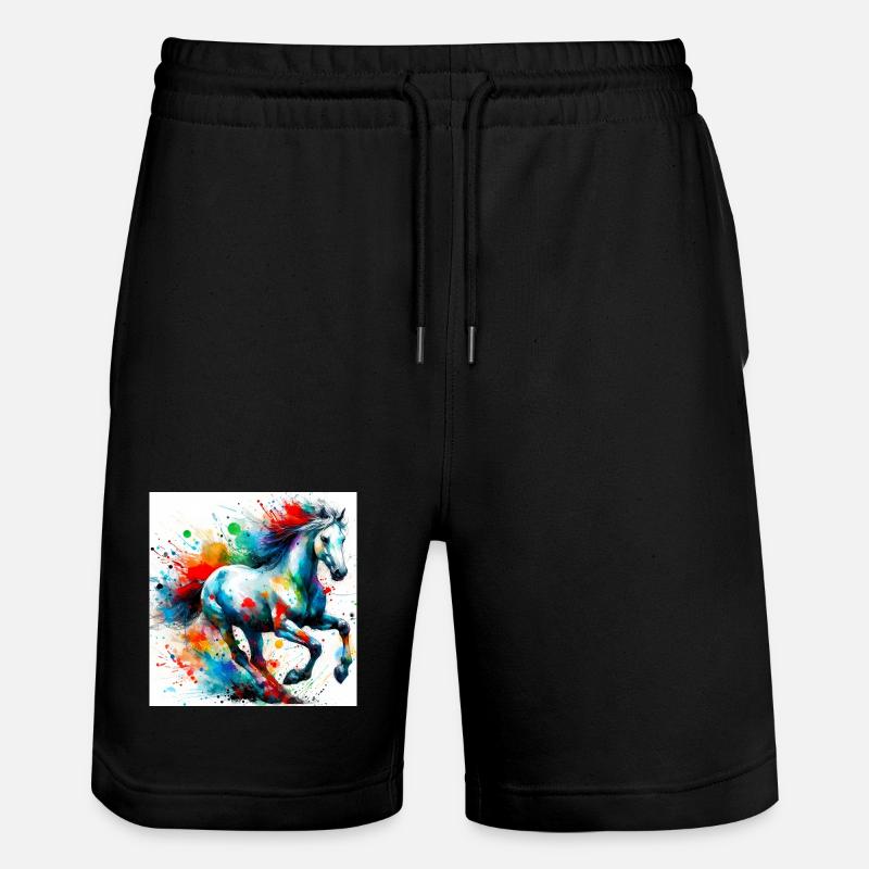 Pferd - Stanley/Stella Unisex Bio Joggingshorts Trainer  - Schwarz