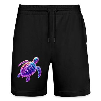 Schildkröte - Stanley/Stella Unisex Bio Joggingshorts Trainer  - Schwarz - Vorne - Nik (191cm) & Marisol (170cm)