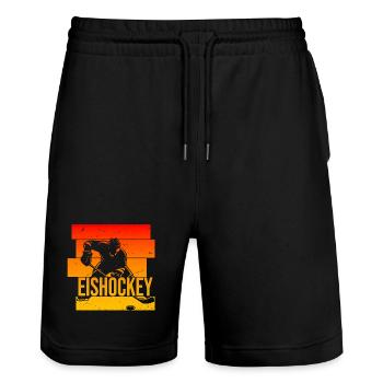 Eishockey - Stanley/Stella Unisex Bio Joggingshorts Trainer  - Schwarz - Vorne - Nik (191cm) & Marisol (170cm)
