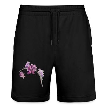 Orchid - Plant - Flower - Stanley/Stella Trainer Unisex Organic Jogging Shorts - black - Front - Nik (191cm) & Marisol (170cm)