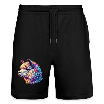 Alpaca - Stanley/Stella Trainer Unisex Organic Jogging Shorts - black - Front - Nik (191cm) & Marisol (170cm)