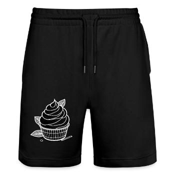 Matcha IceCream - Stanley/Stella Trainer Unisex Organic Jogging Shorts - black - Front - Nik (191cm) & Marisol (170cm)