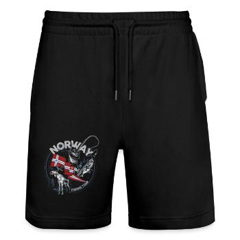 NORWAY FISHING TOUR - Moose Edition - Stanley/Stella Unisex Bio Joggingshorts Trainer  - Schwarz - Vorne - Nik (191cm) & Marisol (170cm)