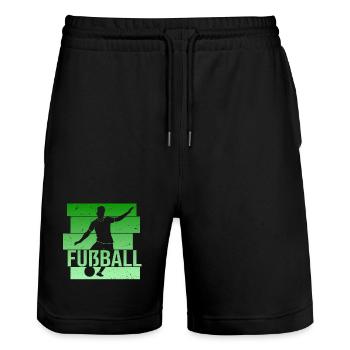 Fußball - Stanley/Stella Unisex Bio Joggingshorts Trainer  - Schwarz - Vorne - Nik (191cm) & Marisol (170cm)