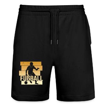 Fußball - Stanley/Stella Unisex Bio Joggingshorts Trainer  - Schwarz - Vorne - Nik (191cm) & Marisol (170cm)