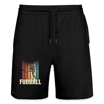 Fußball - Stanley/Stella Unisex Bio Joggingshorts Trainer  - Schwarz - Vorne - Nik (191cm) & Marisol (170cm)