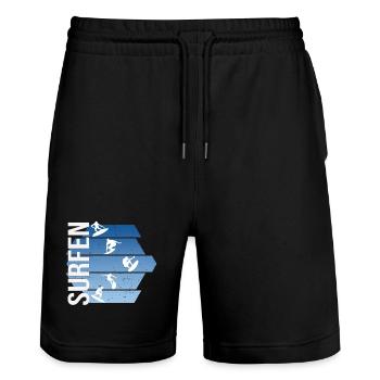 Surfen - Stanley/Stella Unisex Bio Joggingshorts Trainer  - Schwarz - Vorne - Nik (191cm) & Marisol (170cm)
