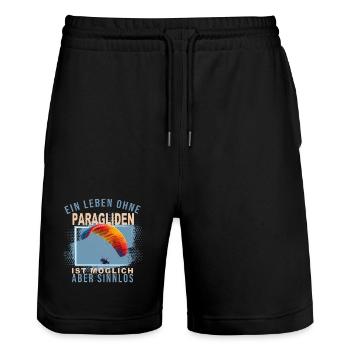 Ein Leben ohne Paragliden ist möglich aber Sinnlos - Stanley/Stella Unisex Bio Joggingshorts Trainer  - Schwarz - Vorne - Nik (191cm) & Marisol (170cm)