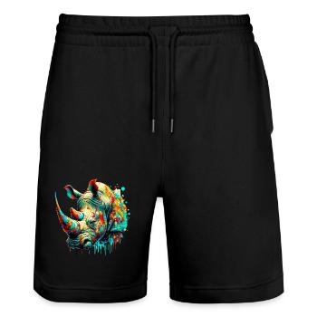 Rhinoceros - Stanley/Stella Trainer Unisex Organic Jogging Shorts - black - Front - Nik (191cm) & Marisol (170cm)