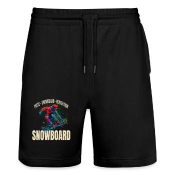Piste - Snowboard - Perfektion - Stanley/Stella Unisex Bio Joggingshorts Trainer  - Schwarz - Vorne - Nik (191cm) & Marisol (170cm)