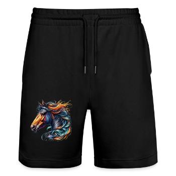 Cheval - Short de jogging bio TRAINER Stanley/Stella unisexe - noir - Devant - Nik (191cm) & Marisol (170cm)