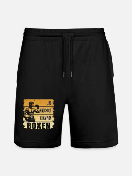 Jab - Knockout - Champion - Boxen - Stanley/Stella Unisex Bio Joggingshorts Trainer - Schwarz