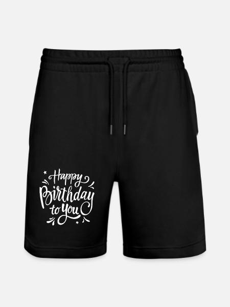 Birthday Script Handwritten Celebration - Stanley/Stella Trainer Unisex Organic Jogging Shorts - black