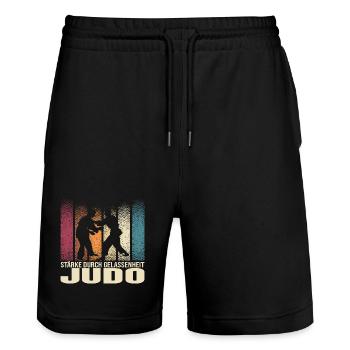 Stärke durch Gelassenheit - Judo - Stanley/Stella Unisex Bio Joggingshorts Trainer  - Schwarz - Vorne - Nik (191cm) & Marisol (170cm)