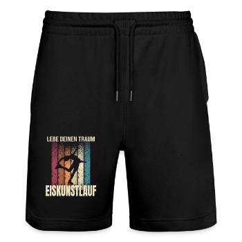 Lebe deinen Traum - Eiskunstlaufen - Stanley/Stella Unisex Bio Joggingshorts Trainer  - Schwarz - Vorne - Nik (191cm) & Marisol (170cm)