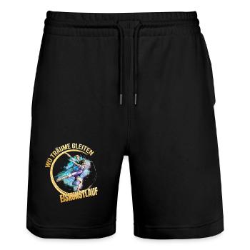 Wo träume gleiten - Eiskunstlauf - Stanley/Stella Unisex Bio Joggingshorts Trainer  - Schwarz - Vorne - Nik (191cm) & Marisol (170cm)