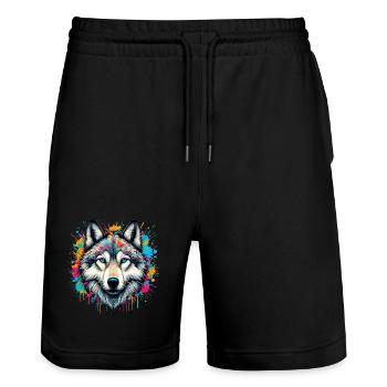 Loup - Short de jogging bio TRAINER Stanley/Stella unisexe - noir - Devant - Nik (191cm) & Marisol (170cm)