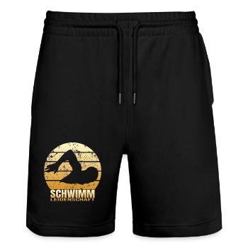 Schwimm Leidenschaft - Stanley/Stella Unisex Bio Joggingshorts Trainer  - Schwarz - Vorne - Nik (191cm) & Marisol (170cm)