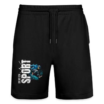 Eins mit dem Sport - Parkour - Stanley/Stella Unisex Bio Joggingshorts Trainer  - Schwarz - Vorne - Nik (191cm) & Marisol (170cm)