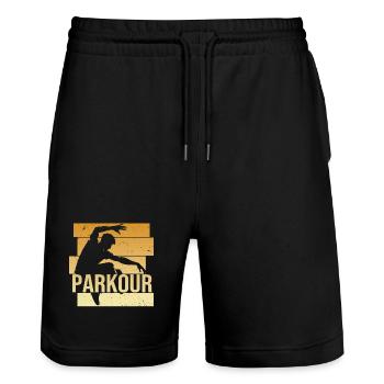Parkour - Stanley/Stella Unisex Bio Joggingshorts Trainer  - Schwarz - Vorne - Nik (191cm) & Marisol (170cm)