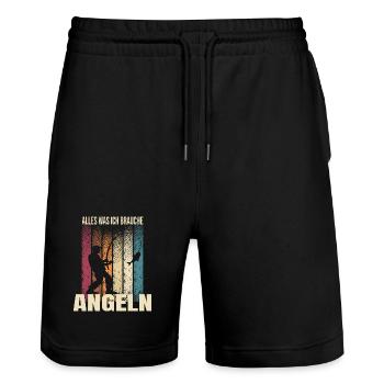 Alles was ich brauche - Angeln - Stanley/Stella Unisex Bio Joggingshorts Trainer  - Schwarz - Vorne - Nik (191cm) & Marisol (170cm)