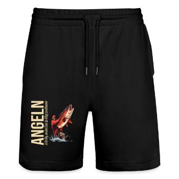 Angeln ist der Weg um dem Chaos... - Stanley/Stella Unisex Bio Joggingshorts Trainer  - Schwarz - Vorne - Nik (191cm) & Marisol (170cm)