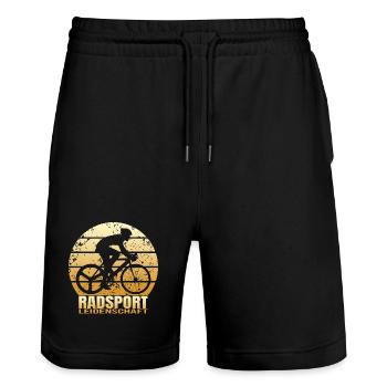 Radsport Leidenschaft - Stanley/Stella Unisex Bio Joggingshorts Trainer  - Schwarz - Vorne - Nik (191cm) & Marisol (170cm)