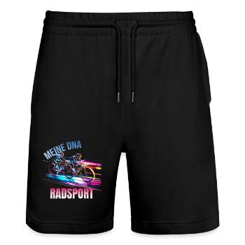 Meine DNA - Radsport - Stanley/Stella Unisex Bio Joggingshorts Trainer  - Schwarz - Vorne - Nik (191cm) & Marisol (170cm)