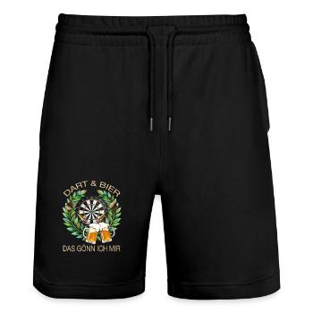 Dart & Bier - Das gönn ich mir - Stanley/Stella Unisex Bio Joggingshorts Trainer  - Schwarz - Vorne - Nik (191cm) & Marisol (170cm)