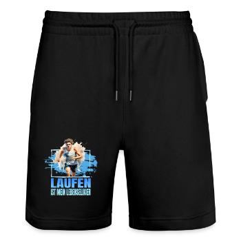 Laufen ist mein Lebenselixier - Stanley/Stella Unisex Bio Joggingshorts Trainer  - Schwarz - Vorne - Nik (191cm) & Marisol (170cm)