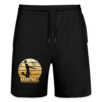 Basketball Leidenschaft - Stanley/Stella Unisex Bio Joggingshorts Trainer  - Schwarz - Vorne - Nik (191cm) & Marisol (170cm)