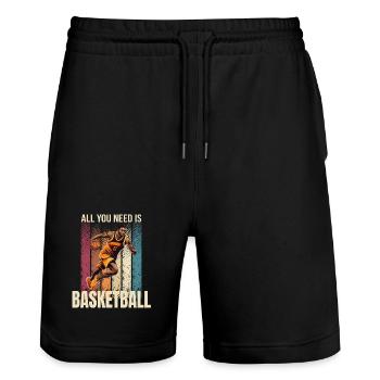 All you Need is Basketball - Stanley/Stella Unisex Bio Joggingshorts Trainer  - Schwarz - Vorne - Nik (191cm) & Marisol (170cm)