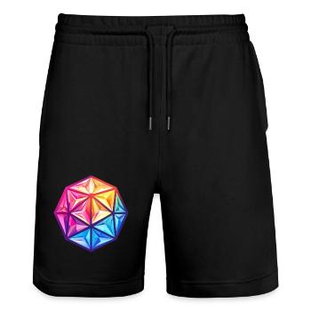 Geometrischer W20 D20 Würfel – Fantasy RPG - Stanley/Stella Unisex Bio Joggingshorts Trainer  - Schwarz - Vorne - Nik (191cm) & Marisol (170cm)