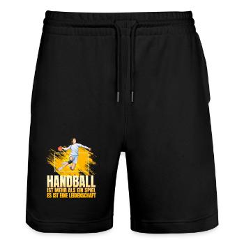 Handball ist mehr als ein Spiel es ist eine... - Stanley/Stella Unisex Bio Joggingshorts Trainer  - Schwarz - Vorne - Nik (191cm) & Marisol (170cm)