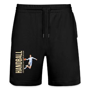 Handball ist der Adrenalinkick den ich brauch... - Stanley/Stella Unisex Bio Joggingshorts Trainer  - Schwarz - Vorne - Nik (191cm) & Marisol (170cm)