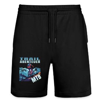 Trail Abenteuer - Stanley/Stella Unisex Bio Joggingshorts Trainer  - Schwarz - Vorne - Nik (191cm) & Marisol (170cm)