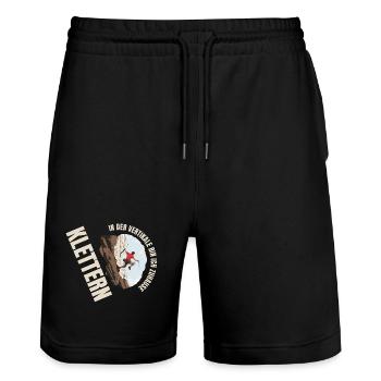 In der Vertikale bin ich Zuhause - Stanley/Stella Unisex Bio Joggingshorts Trainer  - Schwarz - Vorne - Nik (191cm) & Marisol (170cm)