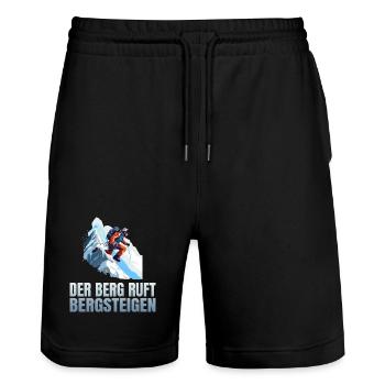 Der Berg ruft - Stanley/Stella Unisex Bio Joggingshorts Trainer  - Schwarz - Vorne - Nik (191cm) & Marisol (170cm)