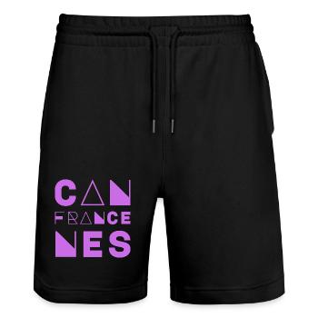 CANNES FRANCE - Short de jogging bio TRAINER Stanley/Stella unisexe - noir - Devant - Nik (191cm) & Marisol (170cm)