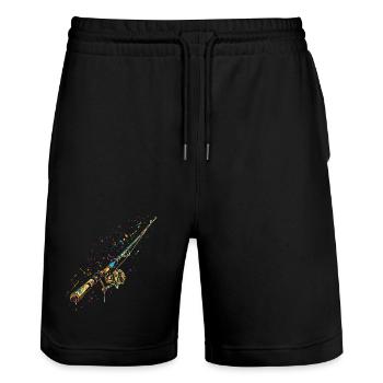 Fishing Rod Graffiti - Stanley/Stella Trainer Unisex Organic Jogging Shorts - black - Front - Nik (191cm) & Marisol (170cm)