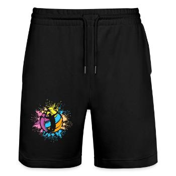 Volley-ball Color Explosion Joueur Volley-ball de plage - Short de jogging bio TRAINER Stanley/Stella unisexe - noir - Devant - Nik (191cm) & Marisol (170cm)