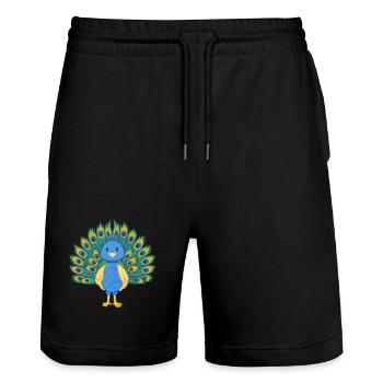 Peacock - Stanley/Stella Trainer Unisex Organic Jogging Shorts - black - Front - Nik (191cm) & Marisol (170cm)