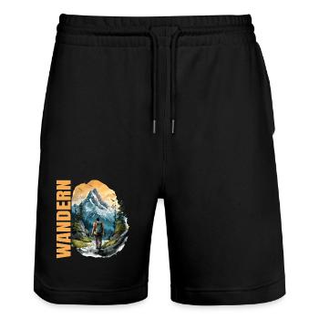 Wandern - Stanley/Stella Unisex Bio Joggingshorts Trainer  - Schwarz - Vorne - Nik (191cm) & Marisol (170cm)
