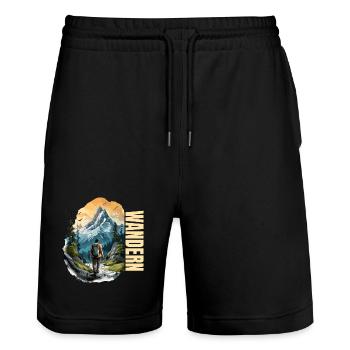 Wandern - Stanley/Stella Unisex Bio Joggingshorts Trainer  - Schwarz - Vorne - Nik (191cm) & Marisol (170cm)