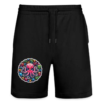 Poulpe Poisson pieuvre - Short de jogging bio TRAINER Stanley/Stella unisexe - noir - Devant - Nik (191cm) & Marisol (170cm)