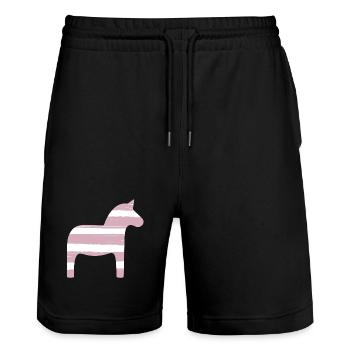 Dalapferd Streifen rosa Mädchen skandinavisch Deko - Stanley/Stella Unisex Bio Joggingshorts Trainer  - Schwarz - Vorne - Nik (191cm) & Marisol (170cm)