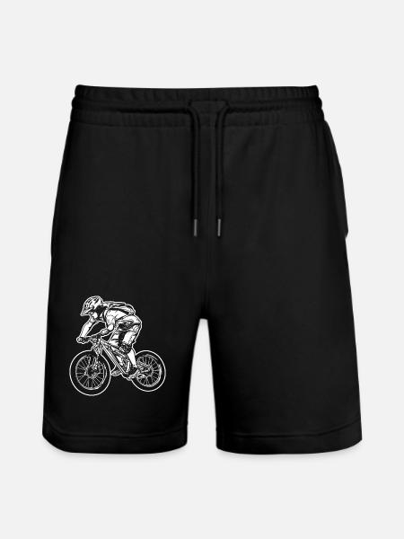 Mountain Biking Cartoon Graphic - Stanley/Stella Trainer Unisex Organic Jogging Shorts - black