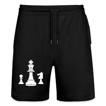 Chess Pieces Sketch - Stanley/Stella Trainer Unisex Organic Jogging Shorts - black - Front - Nik (191cm) & Marisol (170cm)