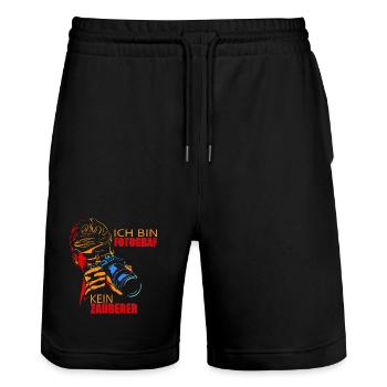 Ich bin Fotograf, kein Zauberer - Stanley/Stella Unisex Bio Joggingshorts Trainer  - Schwarz - Vorne - Nik (191cm) & Marisol (170cm)