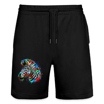 Zebra - Stanley/Stella Unisex Bio Joggingshorts Trainer  - Schwarz - Vorne - Nik (191cm) & Marisol (170cm)